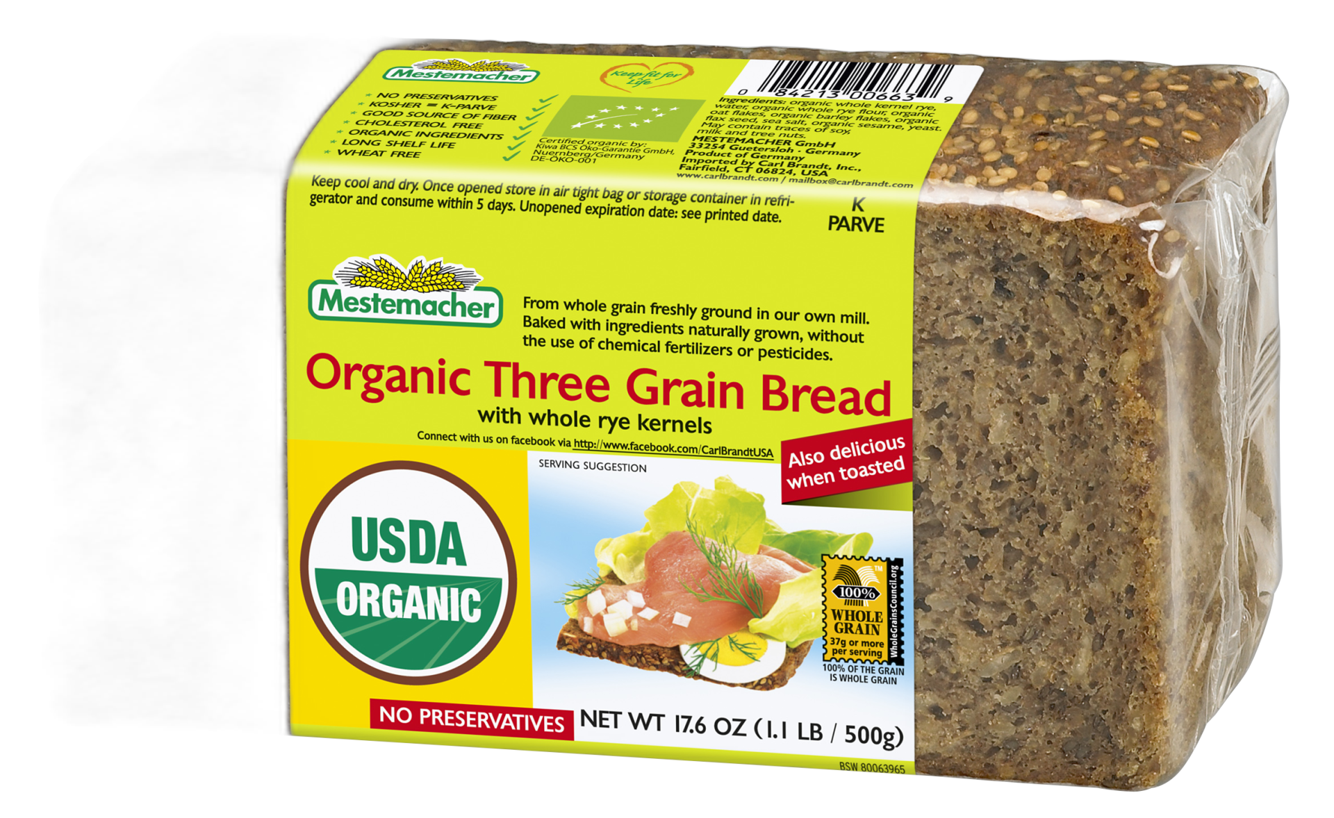 Mango smoothie bowl with Three Grain Bread coconut chunks