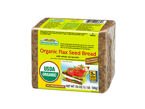 Almond-broccoli spread with roasted courgettes with Mestemacher Organic Flax Seed Bread